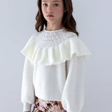 PETITE AMALIE POINTELLE RUFFLE SWEATER (12-18Y)