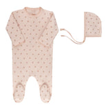 ELY & CO ROSEBUD/DIAMOND FOOTIE W/BONNET (3M-6M)