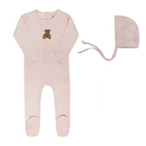ELY & CO GINGHAM TEDDY FOOTIE W/BONNET (3M-6M)
