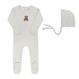 ELY & CO GINGHAM TEDDY FOOTIE W/BONNET (3M-6M)