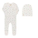 ELY & CO PRINTED FLORAL STAR FOOTIE W/BONNET (3M-6M)