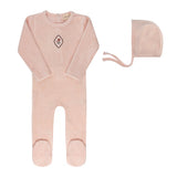 ELY & CO EMBROIDERED FLORAL DOT FOOTIE W/BONNET (3M-6M)