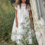 LITTLE TEMPEST ROUND NECK LACE TAFFETA GOWN (2-12Y)