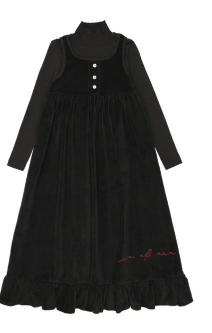 ANN OF NAN BLACK VELOUR MAXI ROBE(6-16Y)