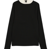 ANN OF NAN BLK FLOCKING MOCK NECK(2-12Y)
