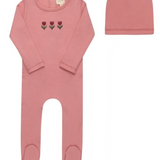 AURORA CROSS STITCH TULIP FOOTIE W/BEANIE (3M-9M)