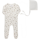 AURORA FLORAL PRINT FOOTIE W/BONNET (1M-9M)