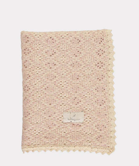 Bebe Organic Crochet Blanket - Rose Bebe Organic Crochet Blanket - Rose