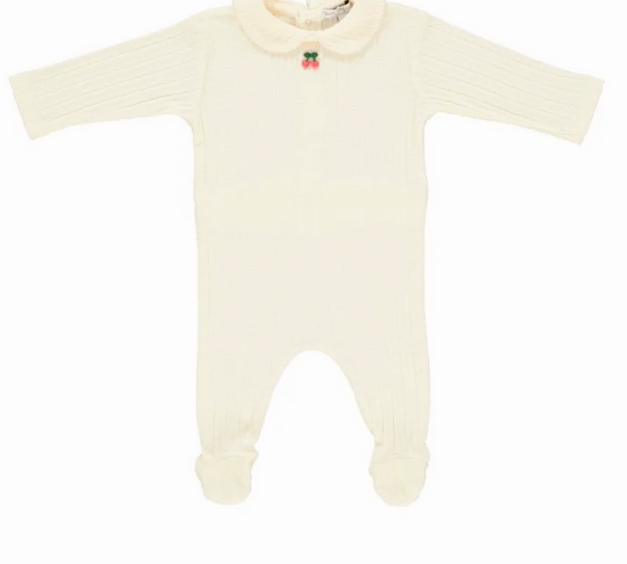BEBE ORGANIC POINTELLE COLLAR OVERALL (3M-6M) - Klade Children's Boutique
