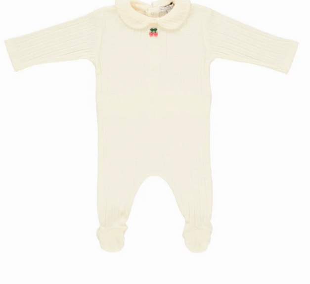 BEBE ORGANIC POINTELLE COLLAR OVERALL (3M-6M) - Klade Children's Boutique