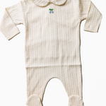 BEBE ORGANIC POINTELLE COLLAR OVERALL (3M-6M) - Klade Children's Boutique
