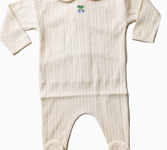 BEBE ORGANIC POINTELLE COLLAR OVERALL (3M-6M) - Klade Children's Boutique