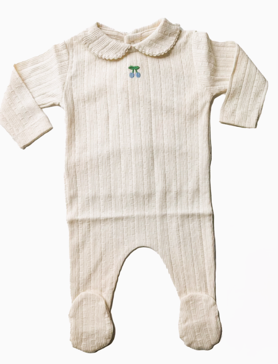 BEBE ORGANIC POINTELLE COLLAR OVERALL (3M-6M) - Klade Children's Boutique