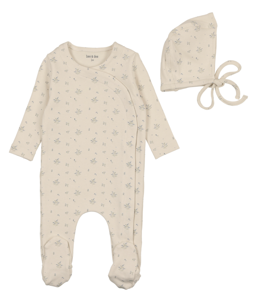 BEE & DEE BLOSSOMS FOOTIE W/BONNET (3M-9M)