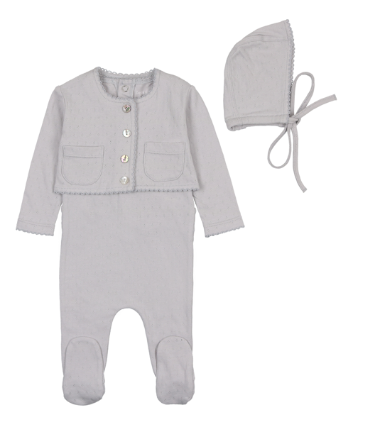 BEE & DEE PERFECT POINTELLE OUTFIT W/CARDI(1M-9M)