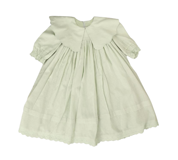 BELATI STRIPED SCALLOP COLLAR SLEEVED DRESS(2-16Y) 5Y / MINT BELATI STRIPED SCALLOP COLLAR SLEEVED DRESS(2-16Y) 5Y / MINT