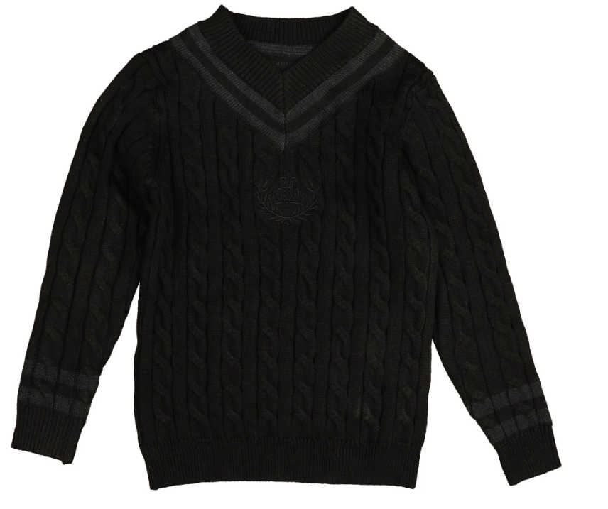 BELATI CABLE V-NECK EMBLEM KNIT TOP(2-16Y)