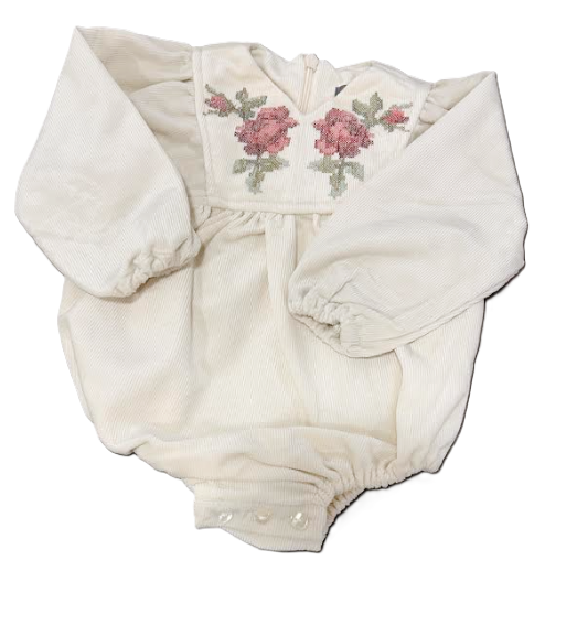 BELATI EMB CORD CROSS STITCH ROMPER(9M-2Y)