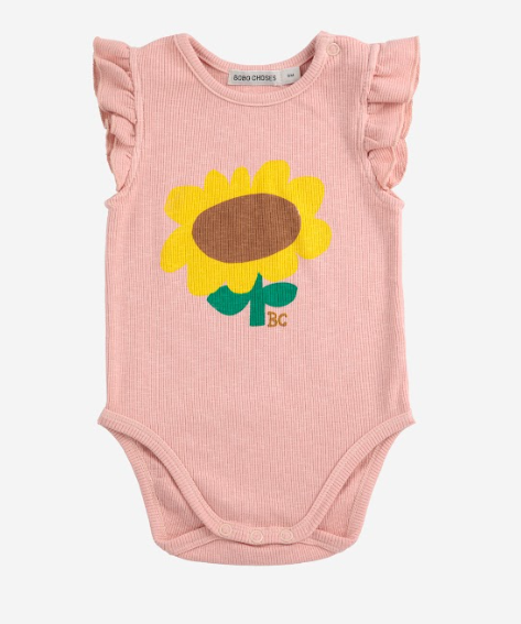 BOBO CHOSES SUNFLOWER RUFFLED BODYSUIT(6M-24M)