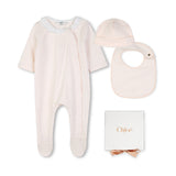 CHLOE FOOTIE BIB HAT SET (1M-3M)