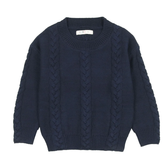 COCO BLANC CABLE CREW SWEATER (3-14Y)