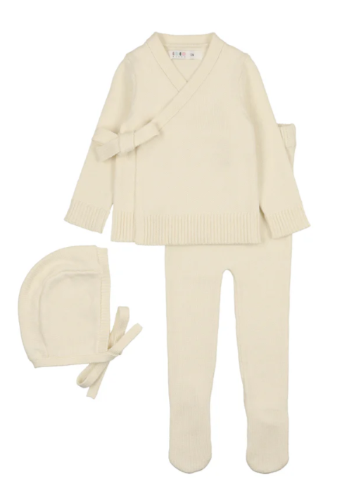 COCO BLANC KNIT BABY SET W/BONNET (3M-18M)