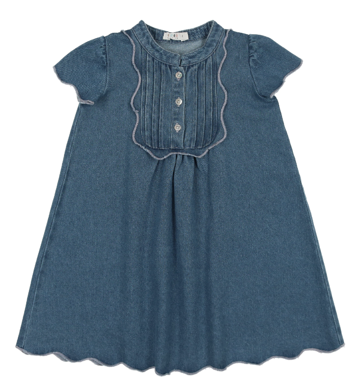 Coco Blanc Scalloped Dress S/S - Denim Coco Blanc Scalloped Dress S/S - Denim