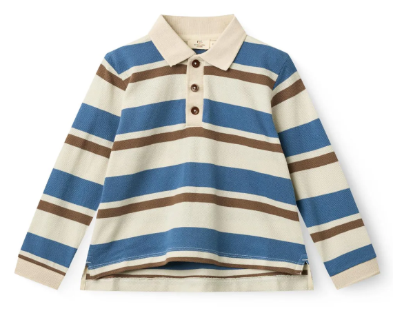 COPENHAGEN STRIPED LS PIQUE POLO(4-12Y)