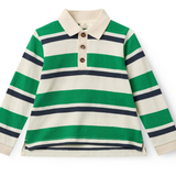 COPENHAGEN STRIPED LS PIQUE POLO(4-12Y)