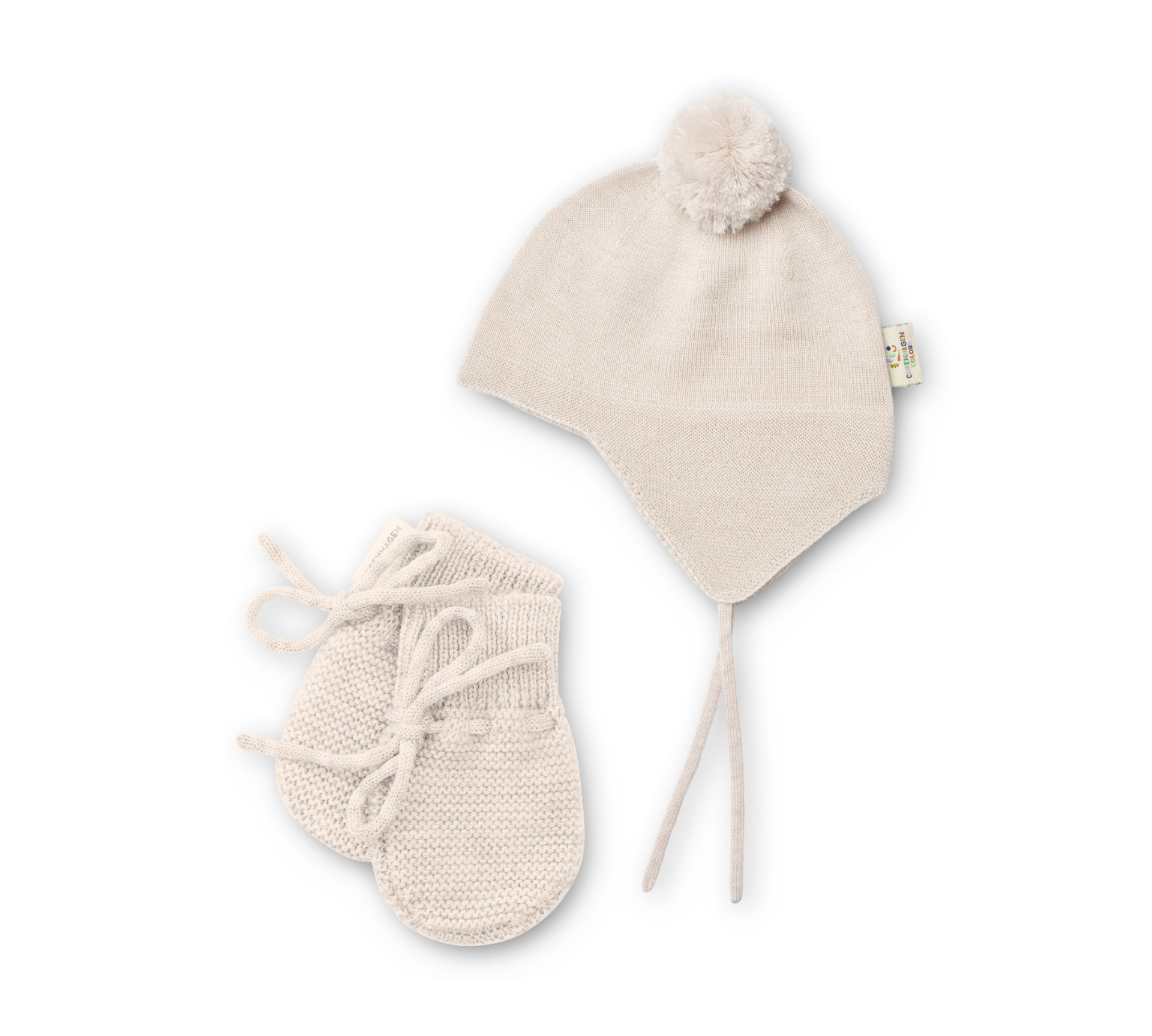 COPENHAGEN KNIT BONNET W/MITTENS(0-9M)