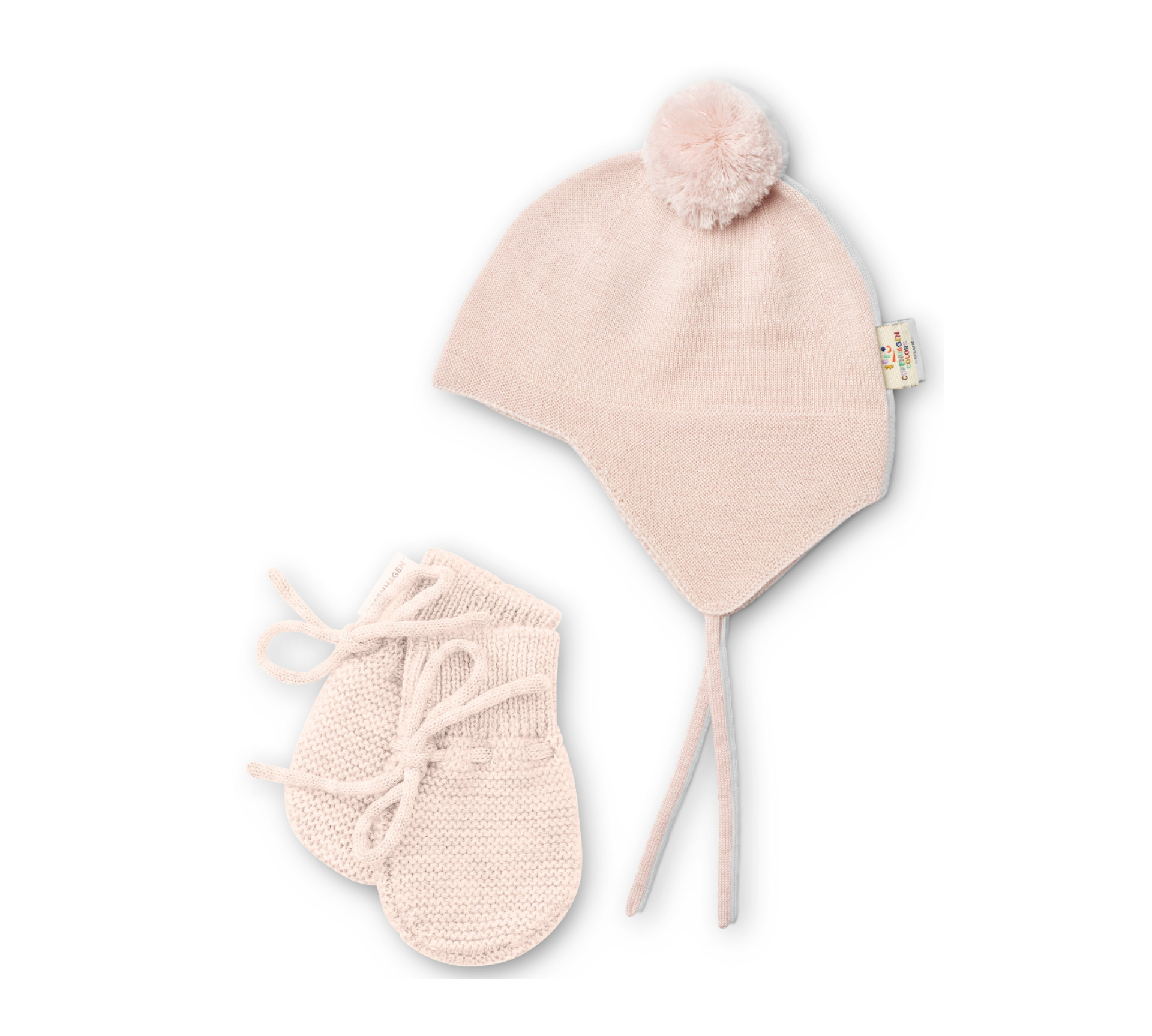 COPENHAGEN KNIT BONNET W/MITTENS(0-9M)