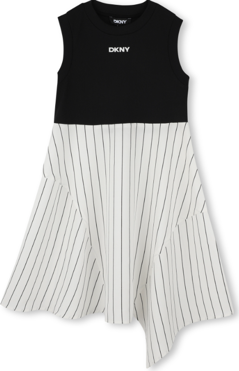 DKNY STRIPED BOTTOM LONG DRESS (4-14A)