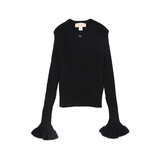 ELISABETTA FRANCHI RIBBED FURRY EDGE SWEATER (12A-12+)