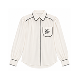 ELISABETTA FRANCHI GEORGETTE SHIRT W/PIPING(12+-12A)