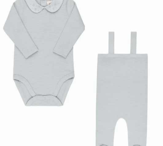 ELY & CO EMBROIDERED COLLAR BODYSUIT W/OVERALLS(9M-2T)