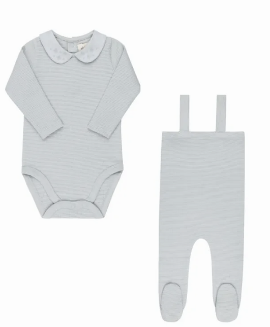 ELY & CO EMBROIDERED COLLAR BODYSUIT W/OVERALLS(9M-2T)