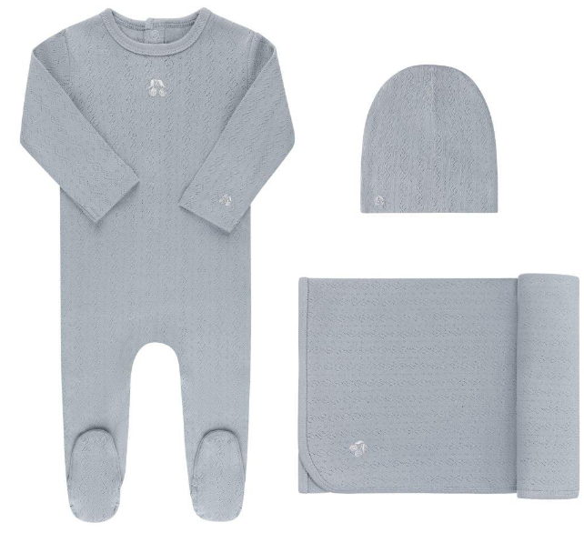ELY & CO EMB CHERRY POINTELLE 3PC FOOTIE SET (1M-6M)