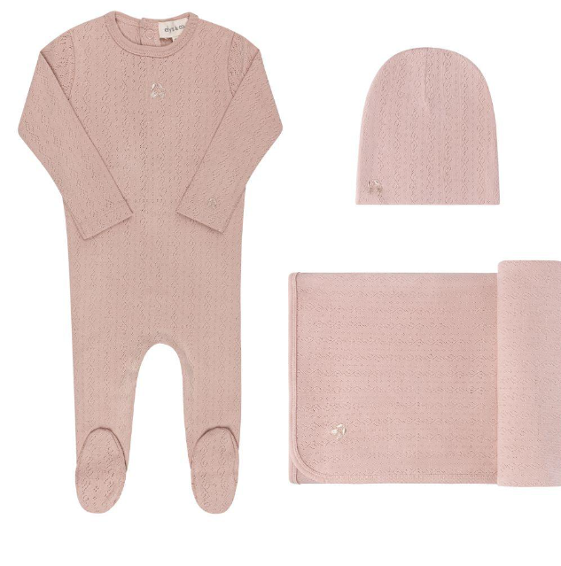 ELY & CO EMB CHERRY POINTELLE 3PC FOOTIE SET (1M-6M)