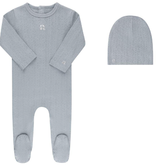 ELY & CO EMB CHERRY POINTELLE FOOTIE W/BEANIE(1M-12M)