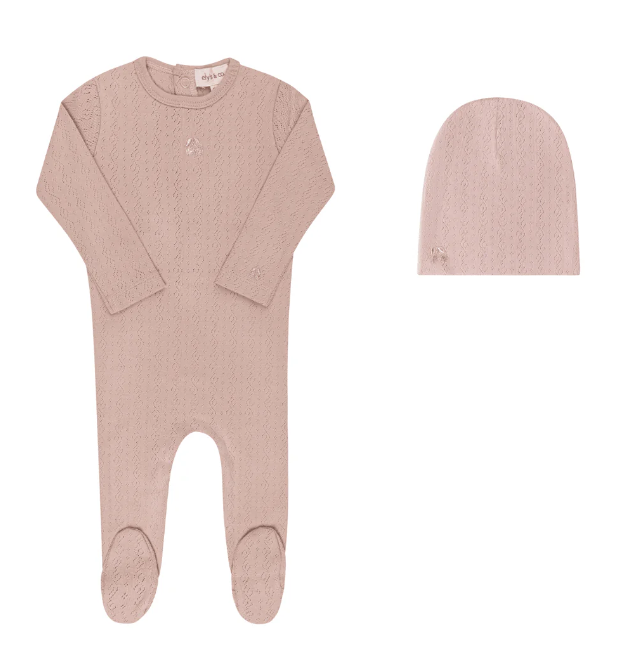 ELY & CO EMB CHERRY POINTELLE FOOTIE W/BEANIE(1M-12M)