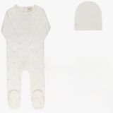 ELY & CO VELOUR EMB FLORAL FOOTIE W/BEANIE(3M-9M)