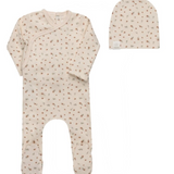 AURORA FLORAL RIB FOOTIE W/BEANIE (3M-9M)