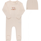ELY & CO FLORAL STRIPE FOOTIE W/BEANIE (3M-9M)