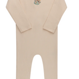 ELY & CO RIBBED FLORAL EMB FOOTIE (12M)