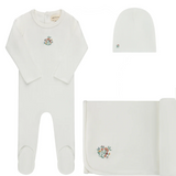 ELY & CO RIBBED FLORAL EMB TAKE ME HOME SET (1M-6M)