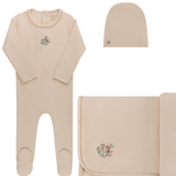 ELY & CO RIBBED FLORAL EMB TAKE ME HOME SET (1M-6M)