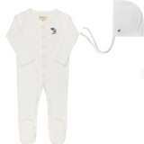 ELY & CO RIBBED PALM EMB FOOTIE W/BONNET (1M-9M)