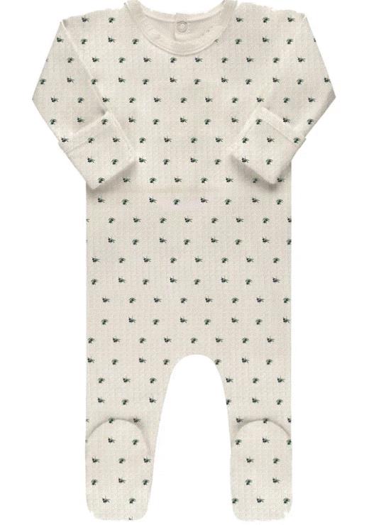 ELY & CO WAFFLE OLIVE FOOTIE(3M-12M)