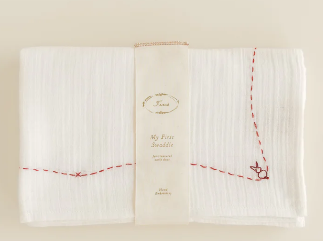 FERNE BABY EMBROIDERED SWADDLE (OS)