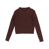 HEV TEXTURED COLLAR KNIT TOP (P-XL)